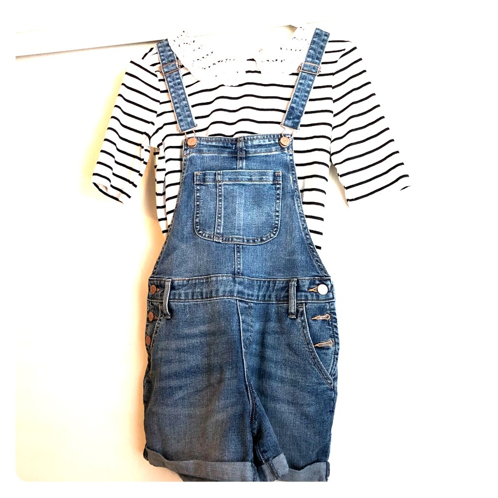Denim overalls shorts